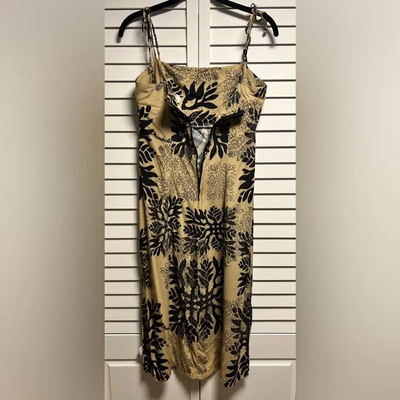 COPY - Manuhealii Black and Tan Slip Dress Spaghetti Strap Resort Wear - Picture 6 of 13